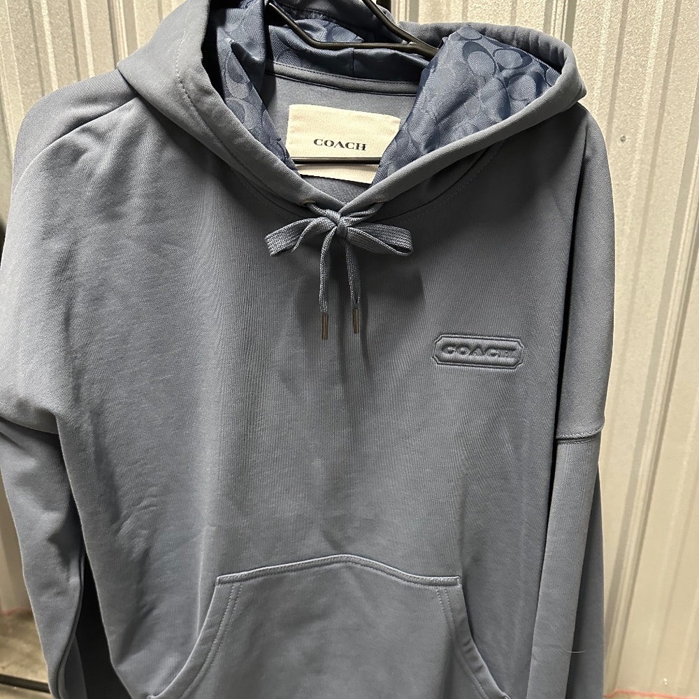 Blue Coach Hoodie With Signature Hood Size Medium